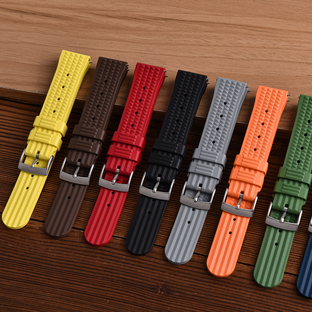 Canvas Strap Watch - FKM Rubber Waffle Watch Strap 18mm