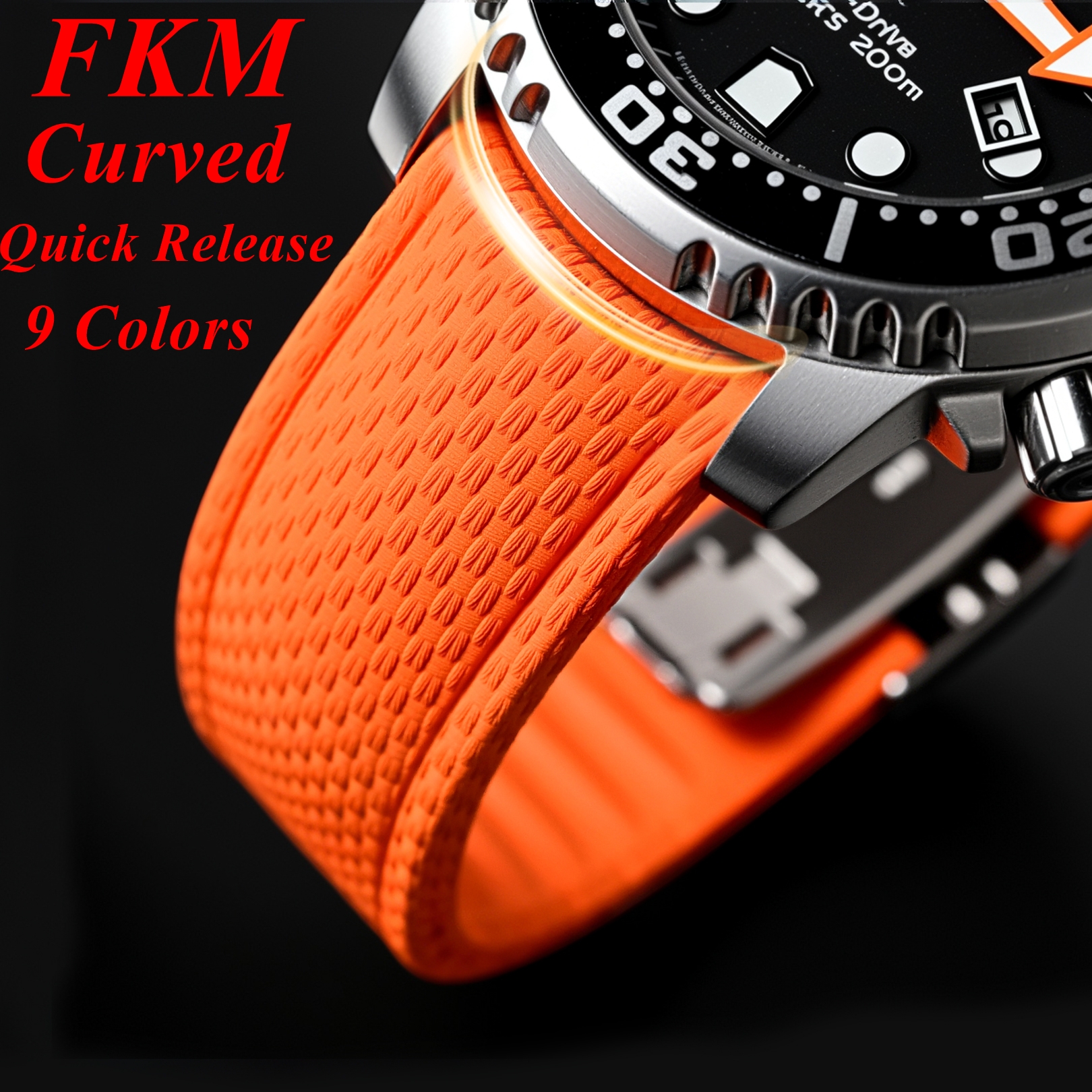 Rubber Strap Diver - New CTS 18/19/20/21/22/24mm Curved FKM Rubber