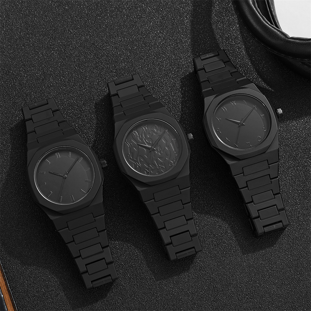 Men's Fashion Simple Black Lar - Butterfly Clasp Deployant avis et prix