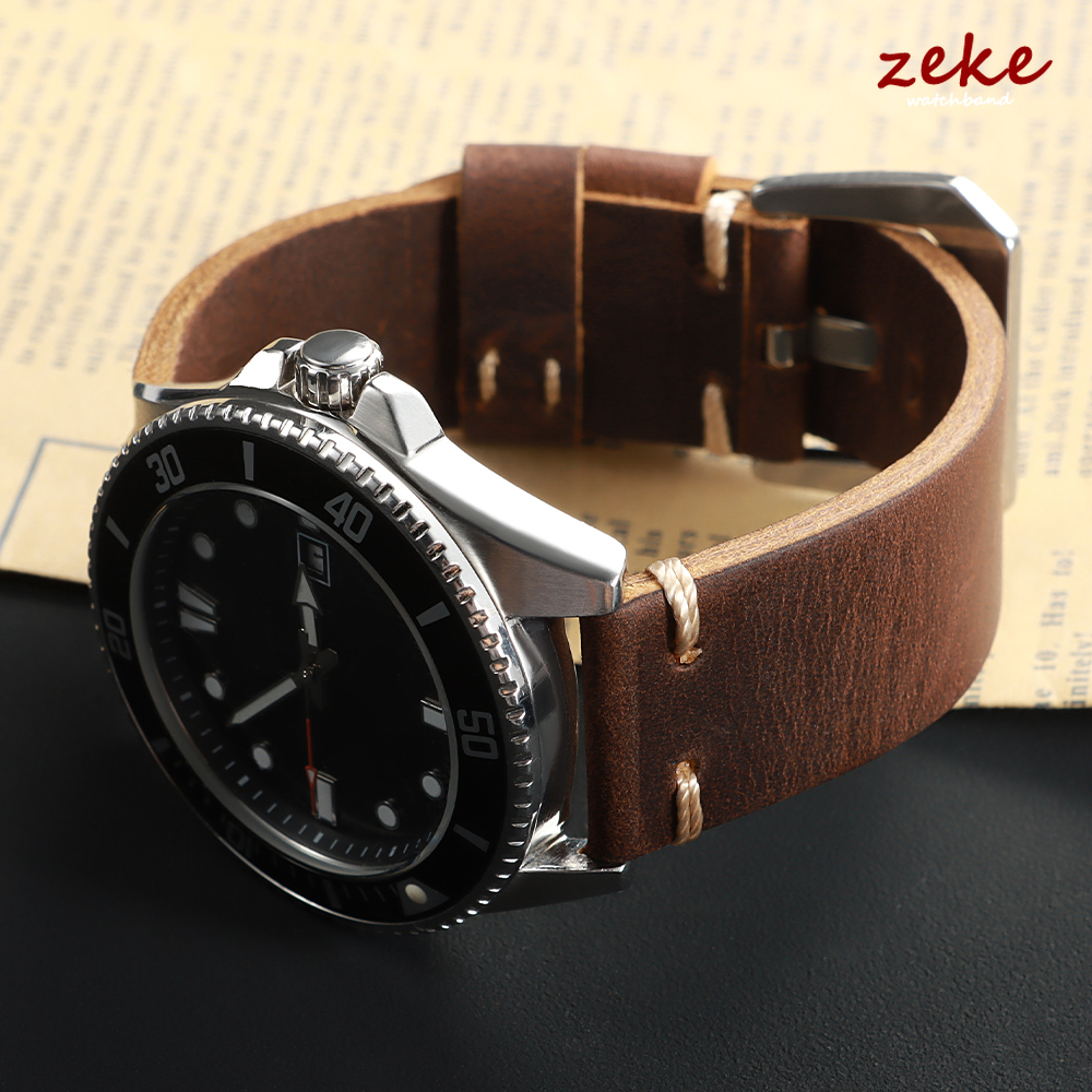 Handmade Stitching Cowhide Wat - Rubber Strap Diver avis et prix