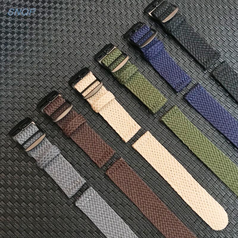 20mm 22mm Black Navy solid col - Perlon Strap Woven avis et prix