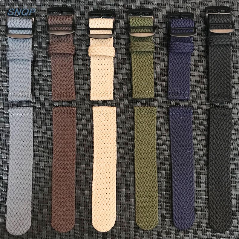 20mm 22mm Black Navy solid col - Perlon Strap Woven avis et prix