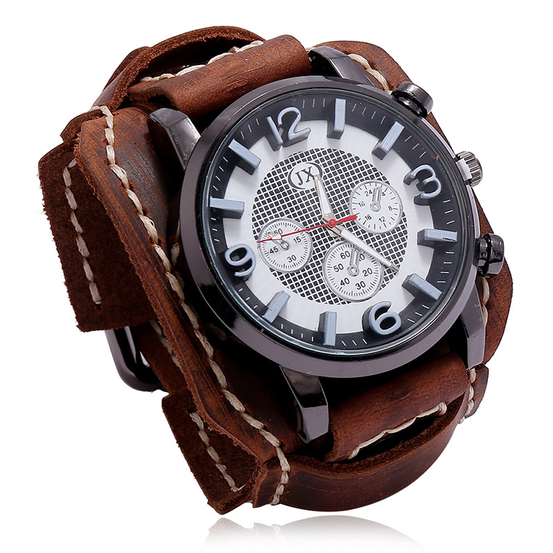 New Retro Mens Watches Genuine - Leather Watch Band Men avis et prix