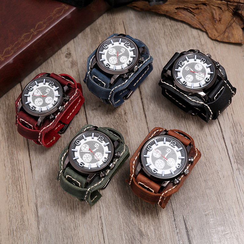New Retro Mens Watches Genuine - Leather Watch Band Men avis et prix