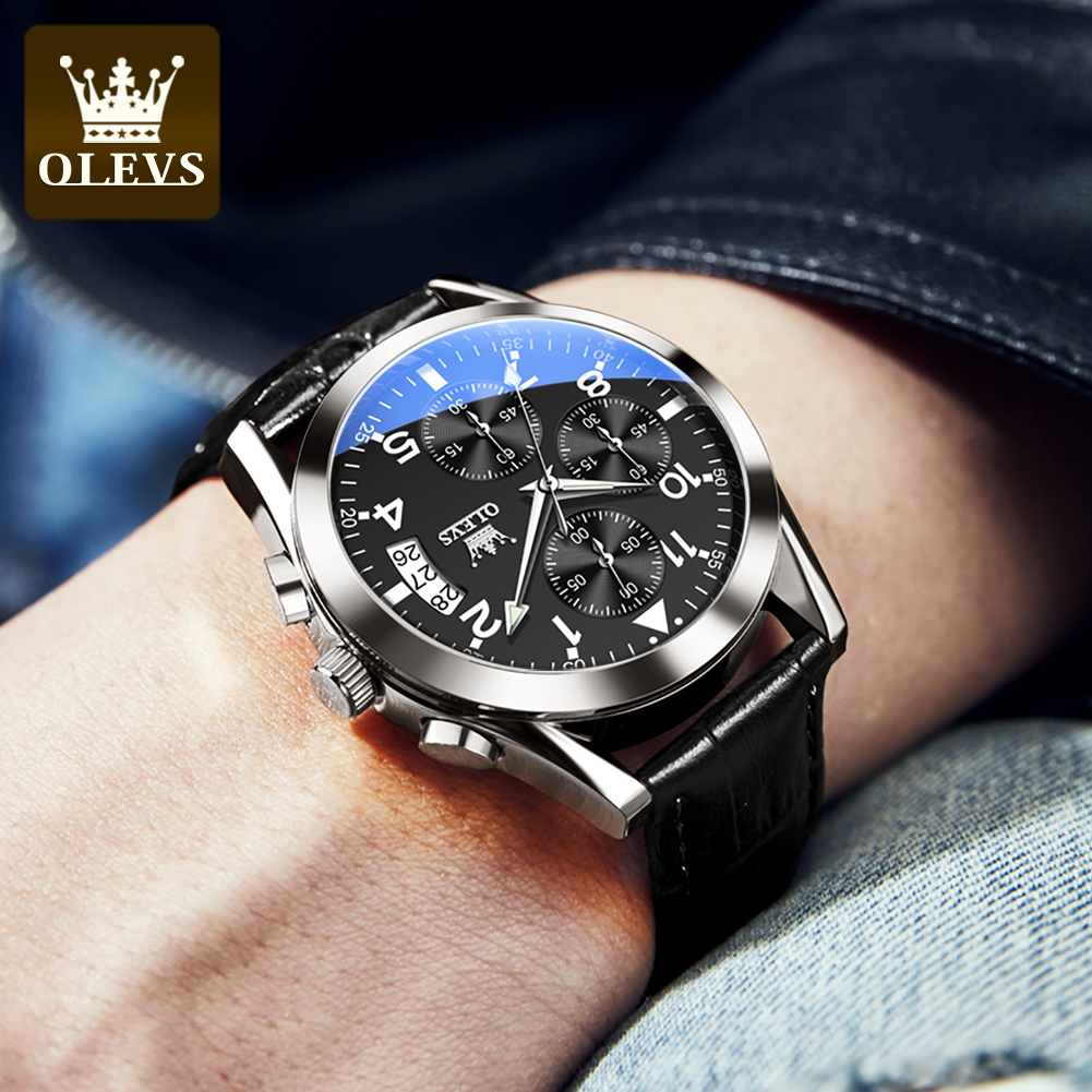 OLEVS Quartz Watch for Men Ori - Leather Watch Band Men avis et prix