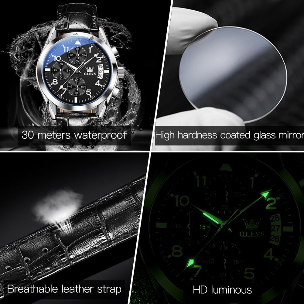 OLEVS Quartz Watch for Men Ori - Leather Watch Band Men avis et prix