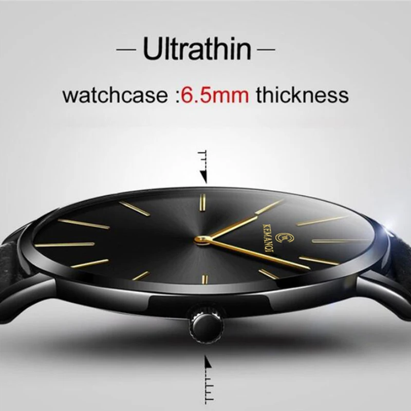 Fashion Ultra Thin Men's Quart - Leather Watch Band Men avis et prix