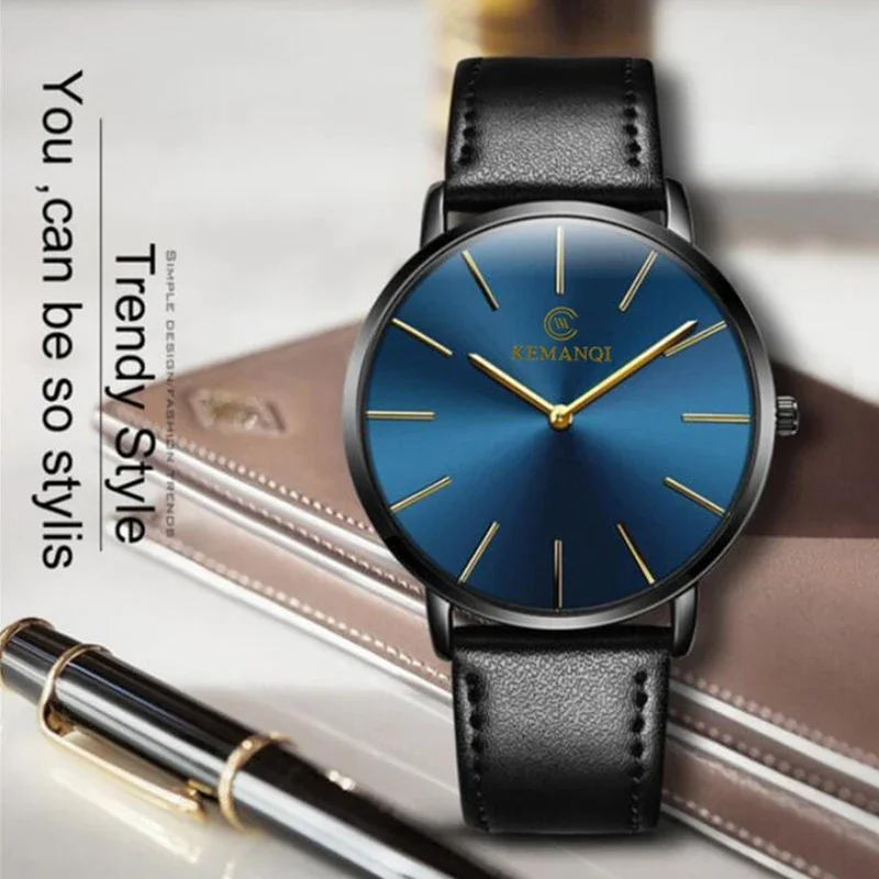 Fashion Ultra Thin Men's Quart - Leather Watch Band Men avis et prix