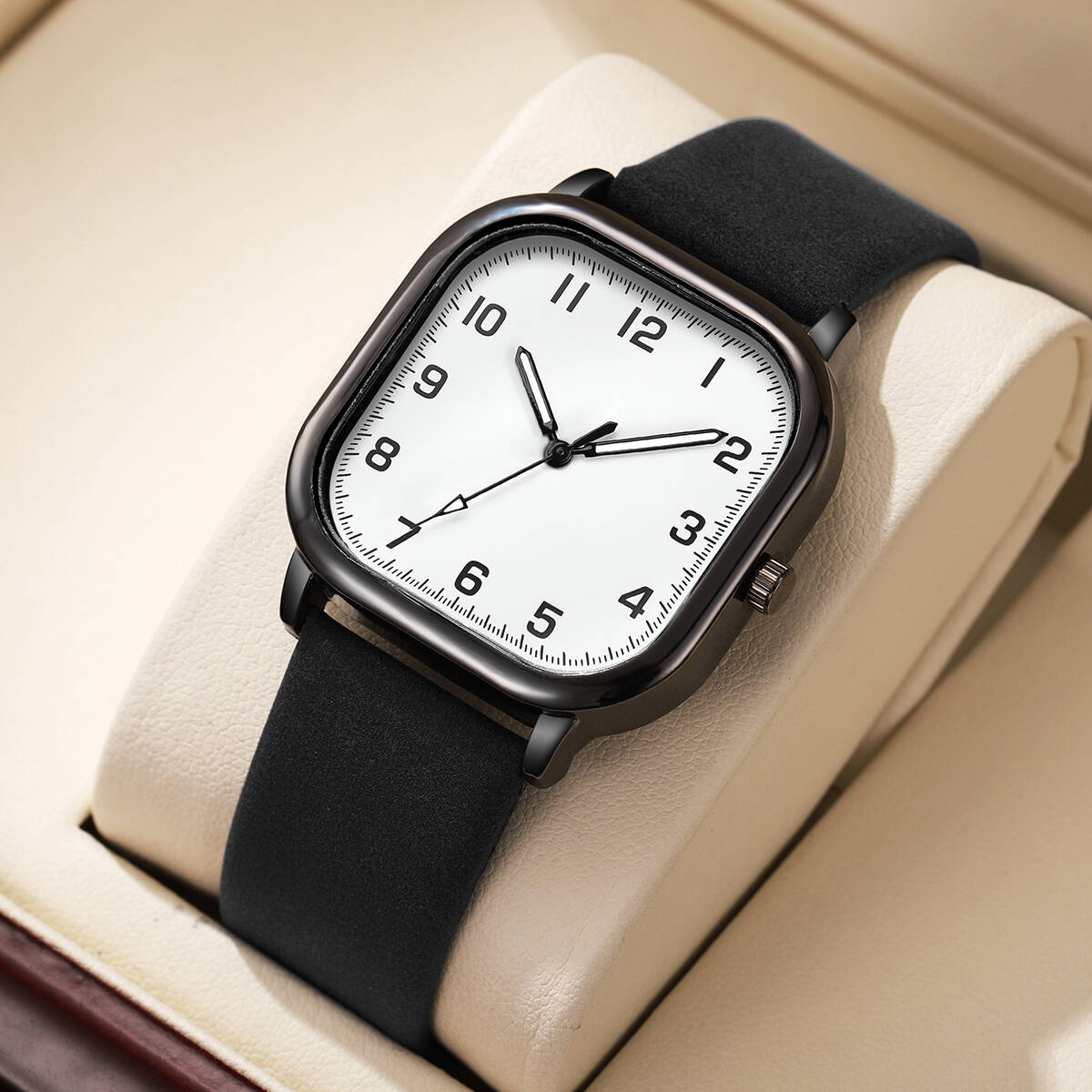 Fashion Square Men Watches Sim - Leather Watch Band Men avis et prix