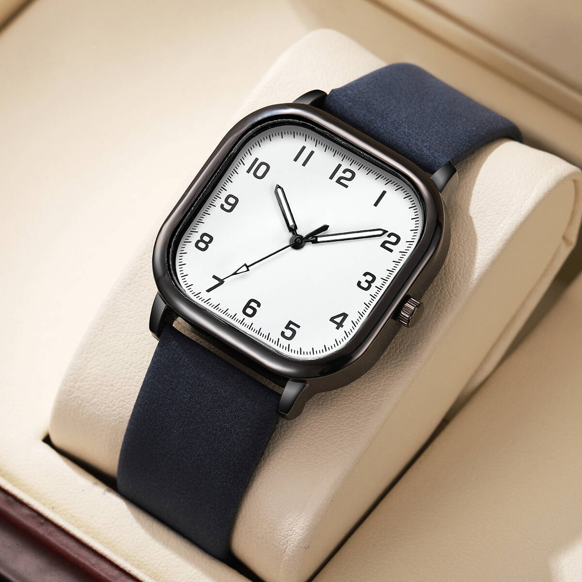Fashion Square Men Watches Sim - Leather Watch Band Men avis et prix