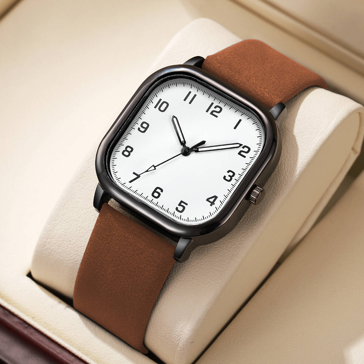 Fashion Square Men Watches Sim - Leather Watch Band Men avis et prix