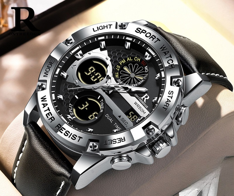 Fashion Men’s Big Face Quartz  - Leather Watch Band Men avis et prix