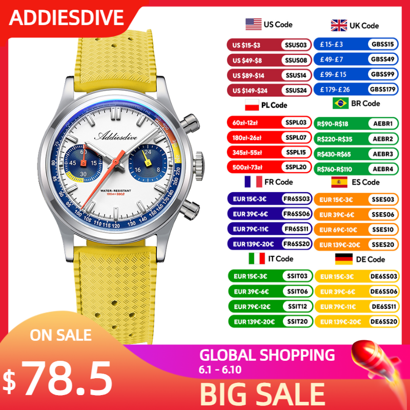 ADDIESDIVE Fashion Men's Quart - Rubber Strap Diver avis et prix