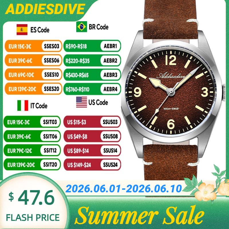 ADDIESDIVE Japan 2035 Super Lu - Suede Strap Watch avis et prix