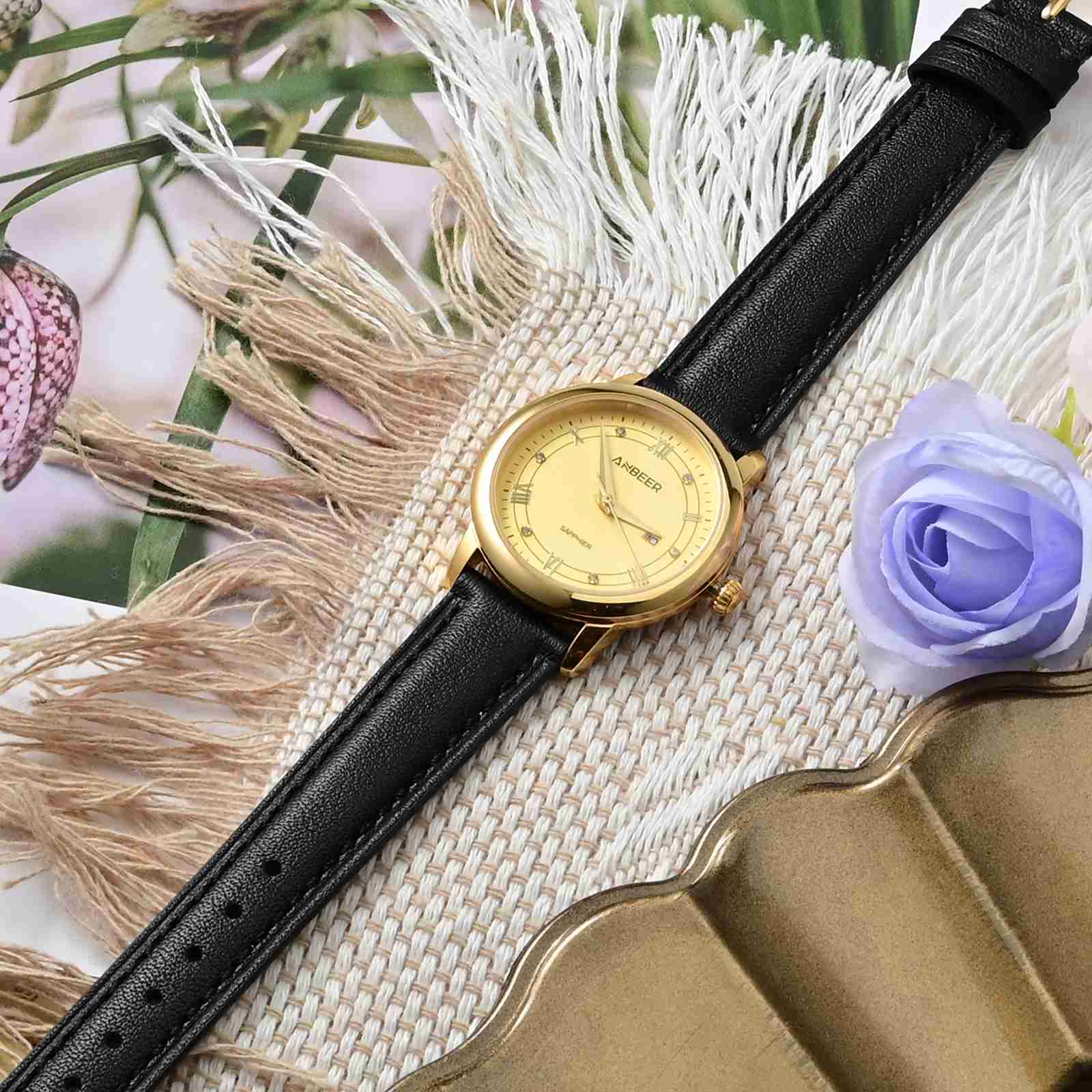 ANBEER Calfskin Watch Strap Wo - Leather Strap Quick Release avis et prix