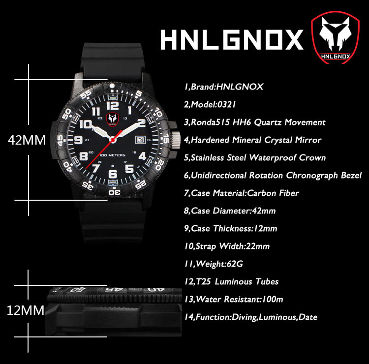 Hnlgnox Mens Pilot Watches Spo - Rubber Strap Diver avis et prix