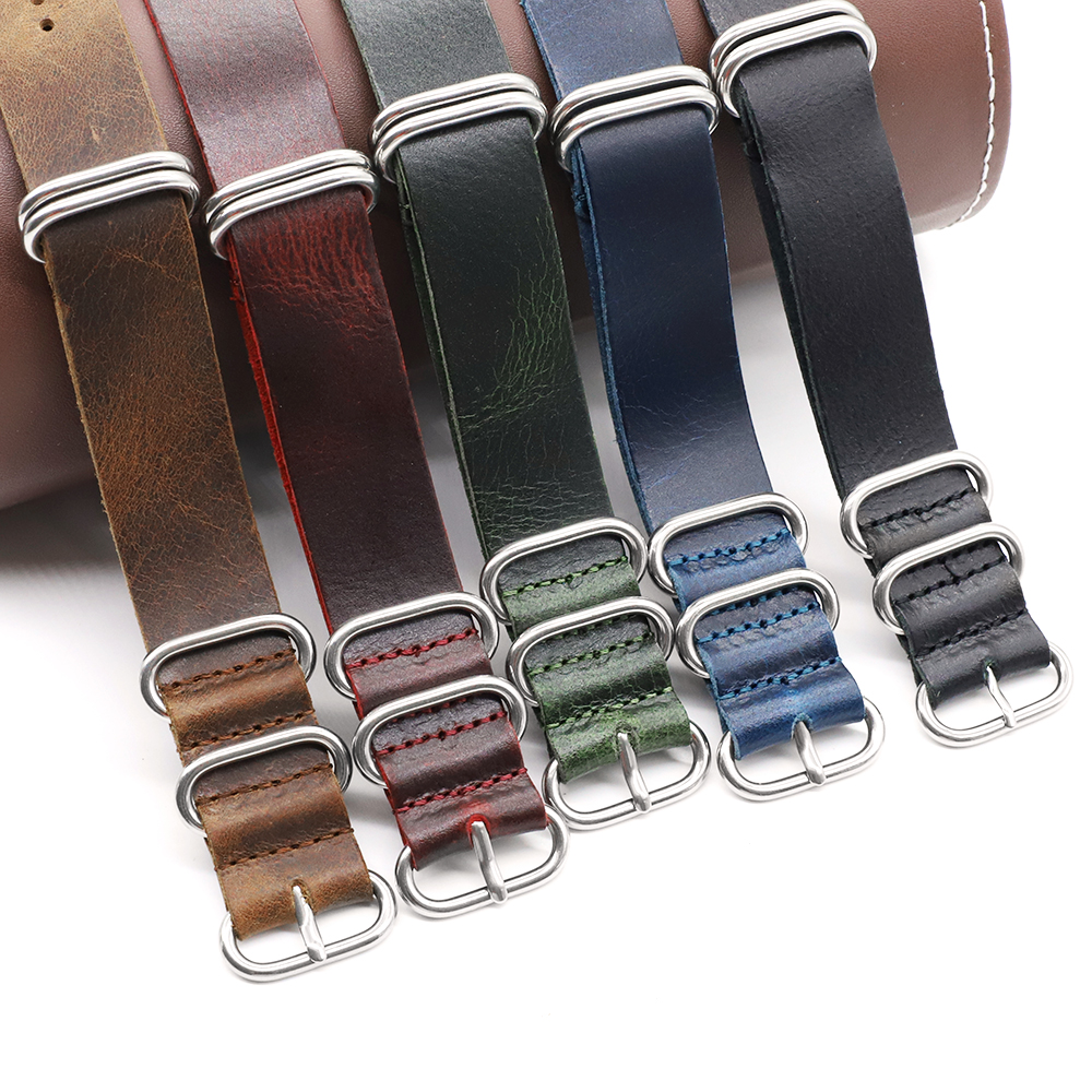Genuine Leather Watch Band 18m - Nato Strap Nylon avis et prix