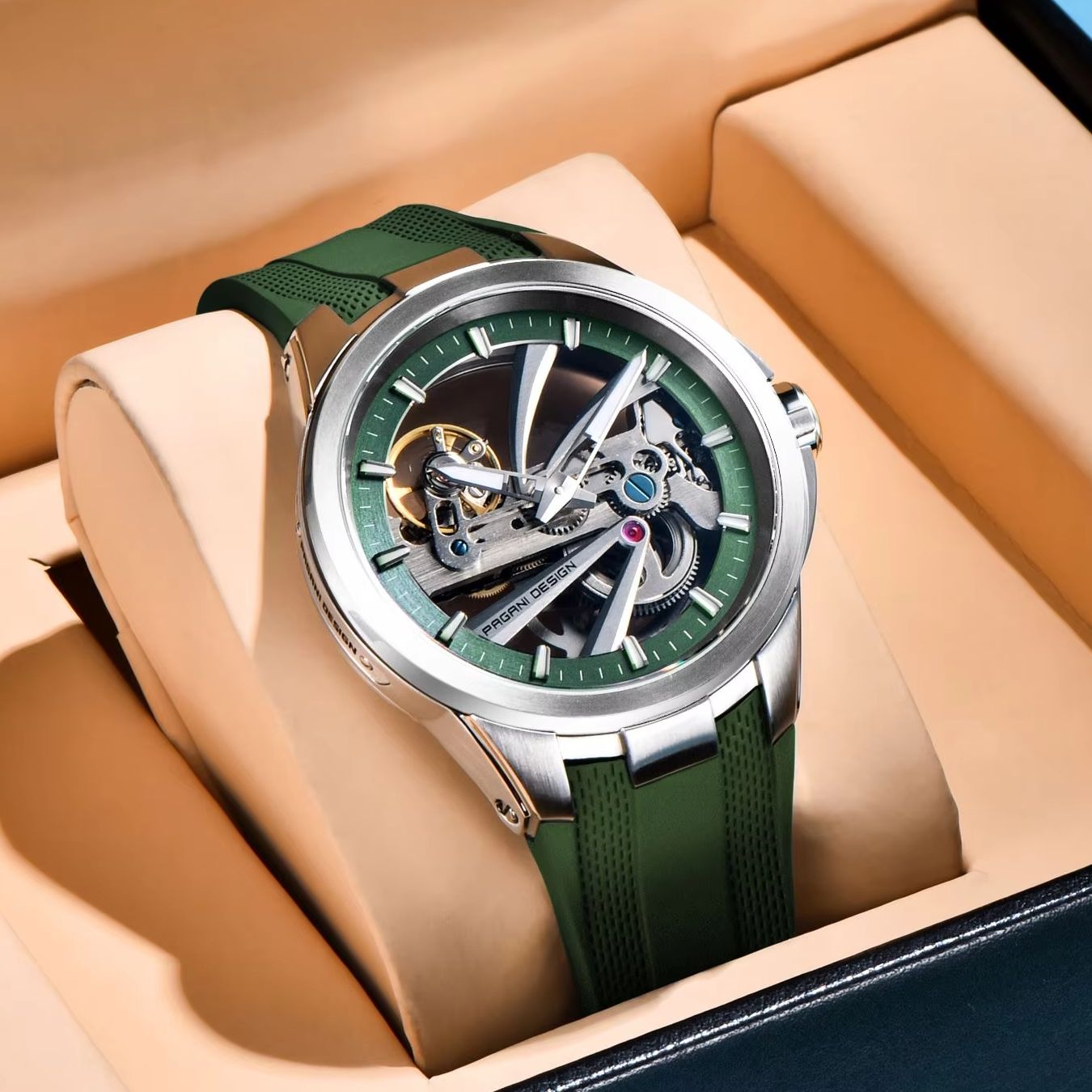 Green Skeleton PAGANI DESIGN P - Rubber Strap Diver avis et prix