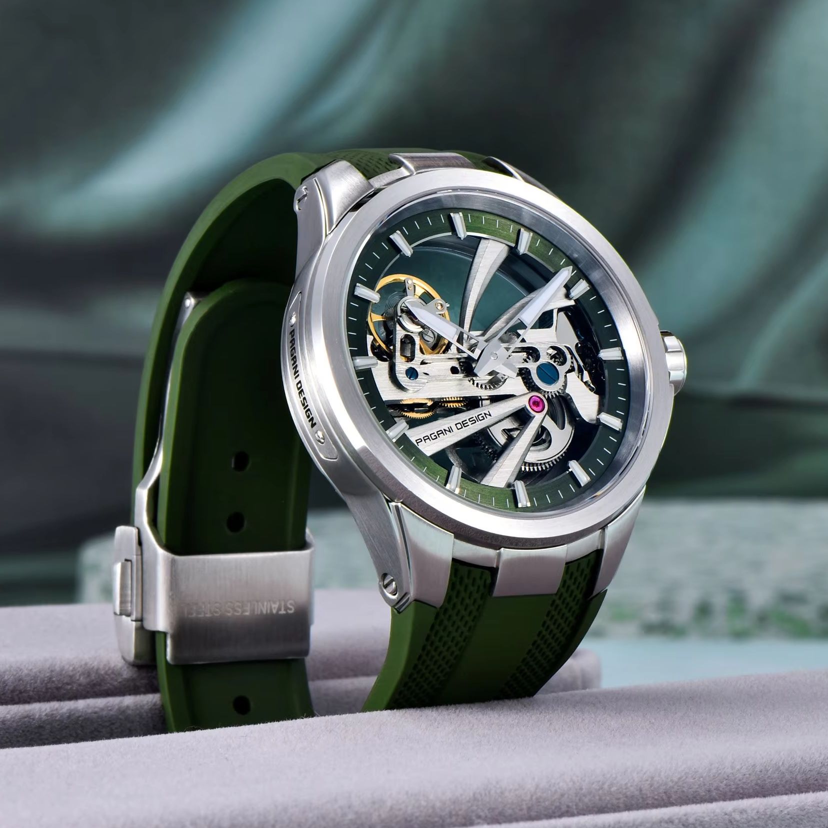 Green Skeleton PAGANI DESIGN P - Rubber Strap Diver avis et prix