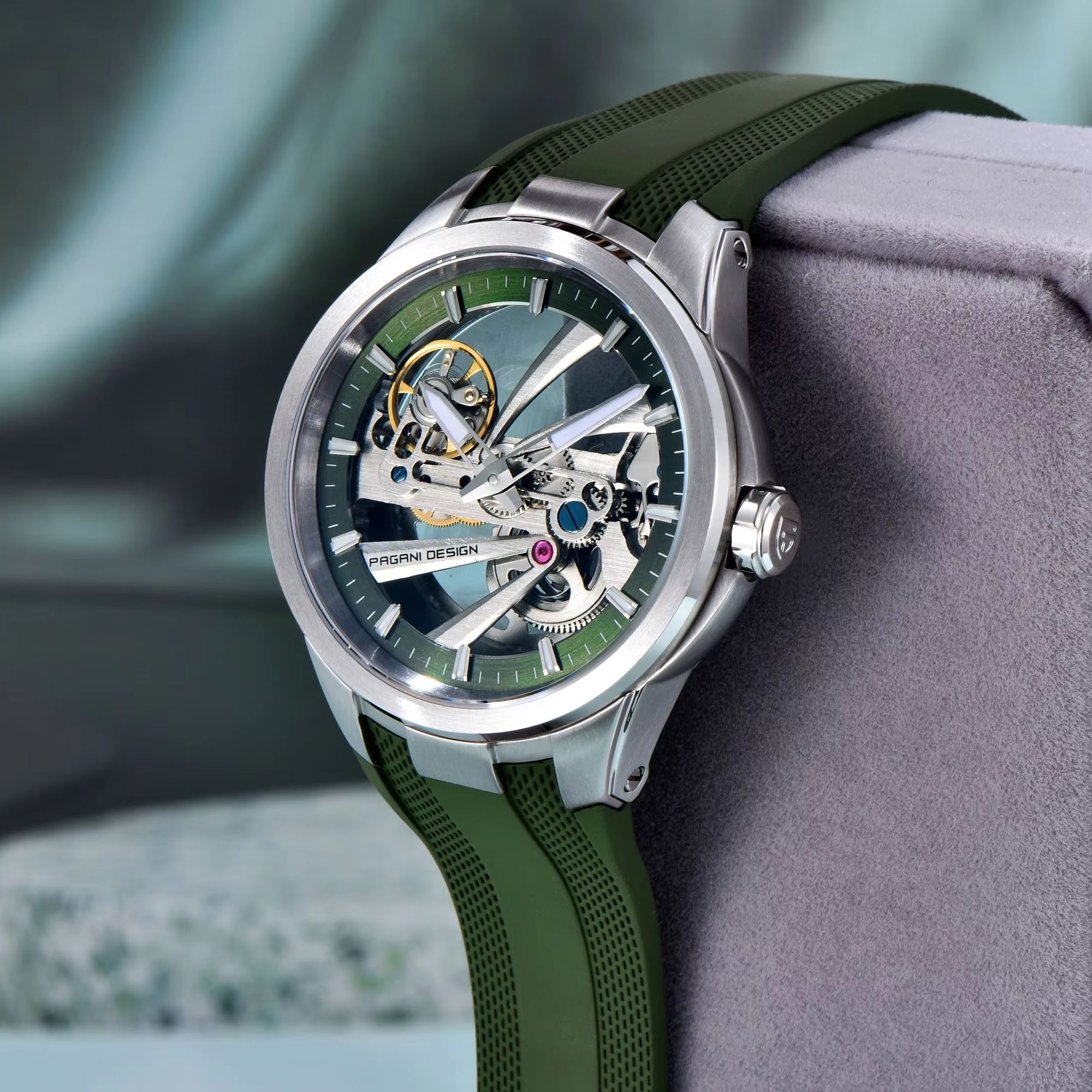 Green Skeleton PAGANI DESIGN P - Rubber Strap Diver avis et prix