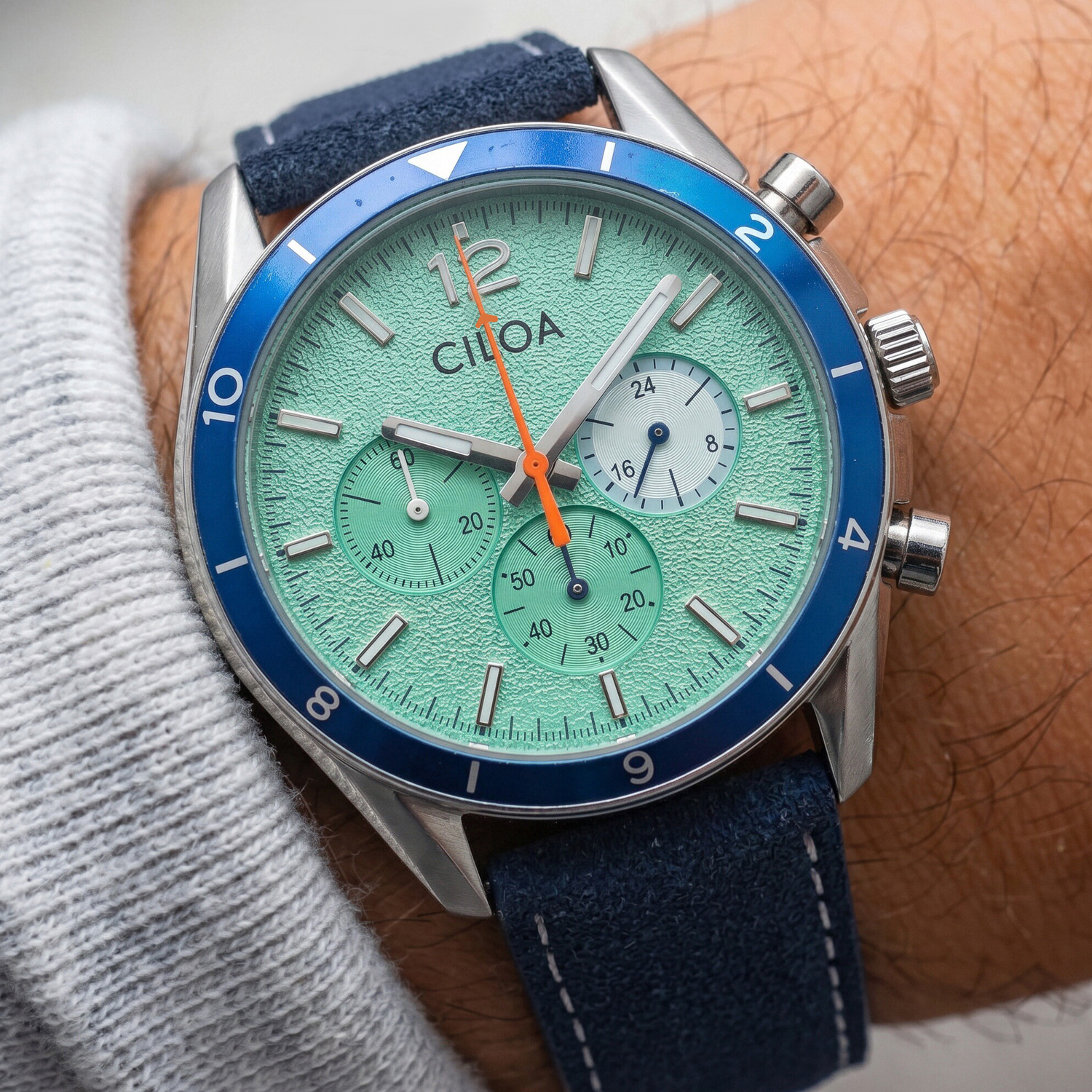 CILOA Men's Chronograph Watch  - Suede Strap Watch avis et prix