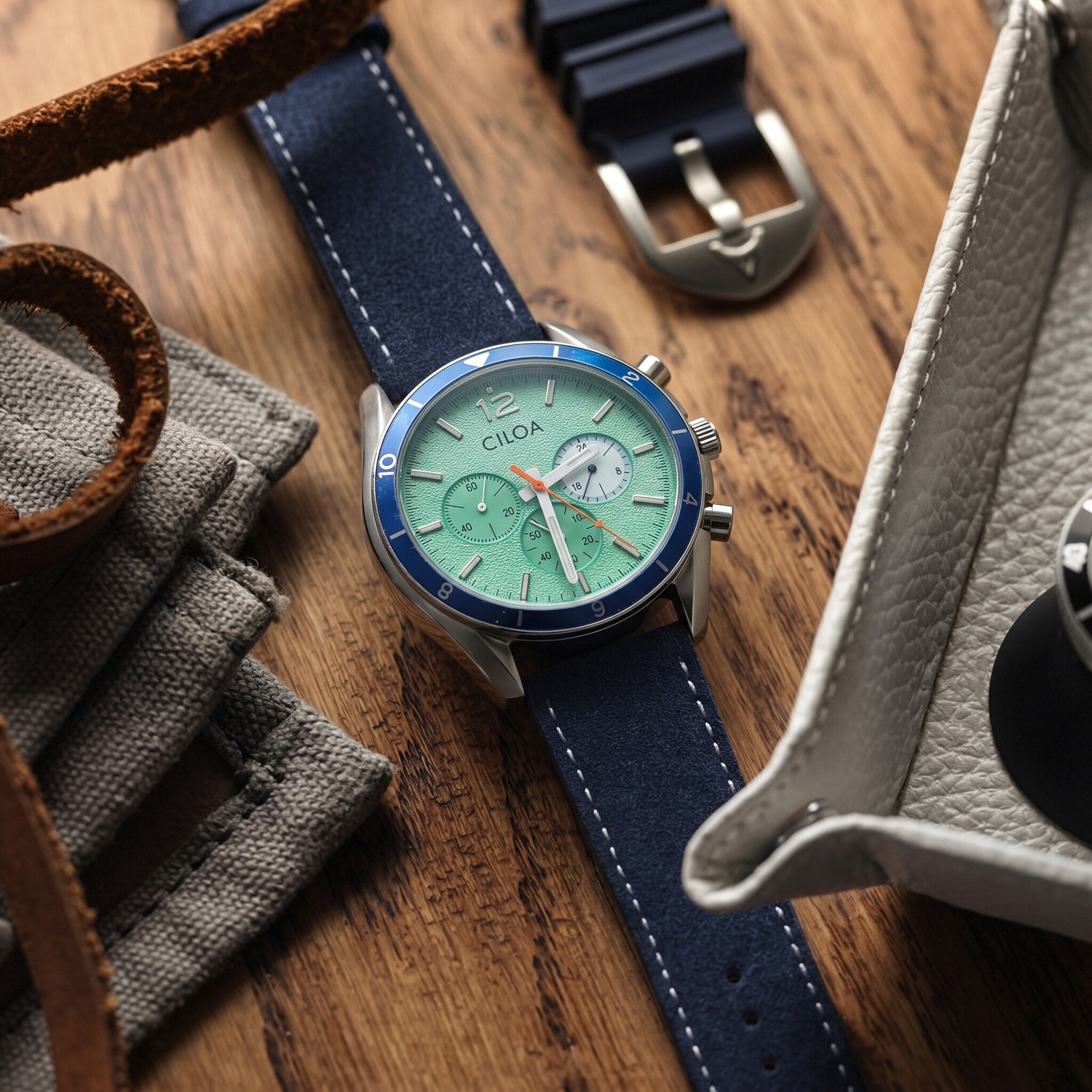 CILOA Men's Chronograph Watch  - Suede Strap Watch avis et prix