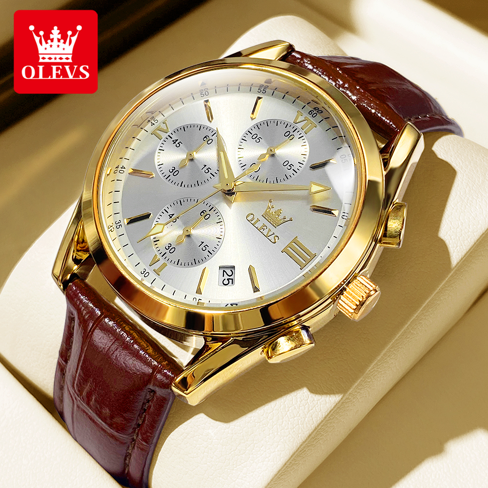 OLEVS 2872 Chronograph Men's W - Leather Watch Band Men avis et prix