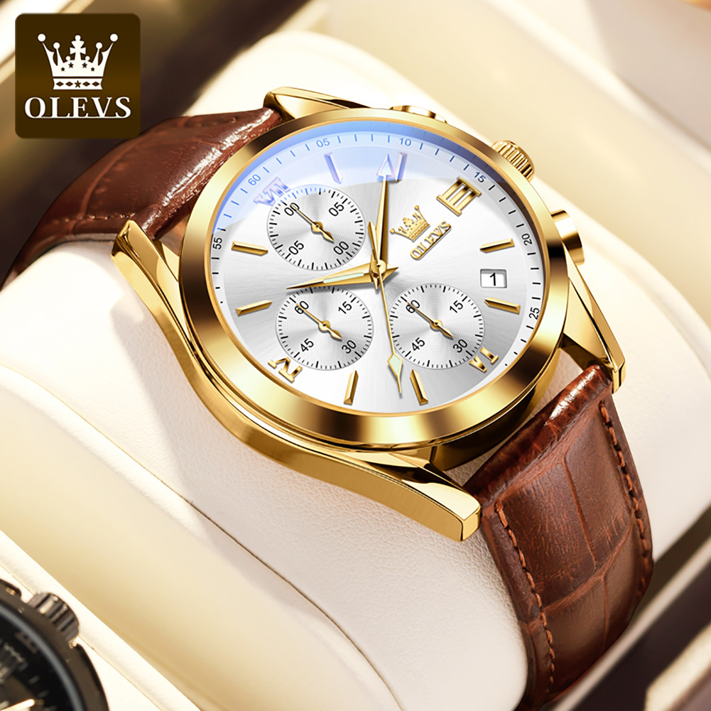OLEVS 2872 Chronograph Men's W - Leather Watch Band Men avis et prix