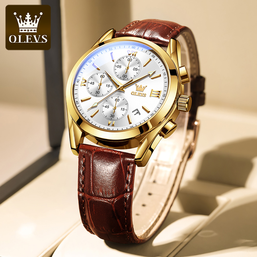 OLEVS 2872 Chronograph Men's W - Leather Watch Band Men avis et prix