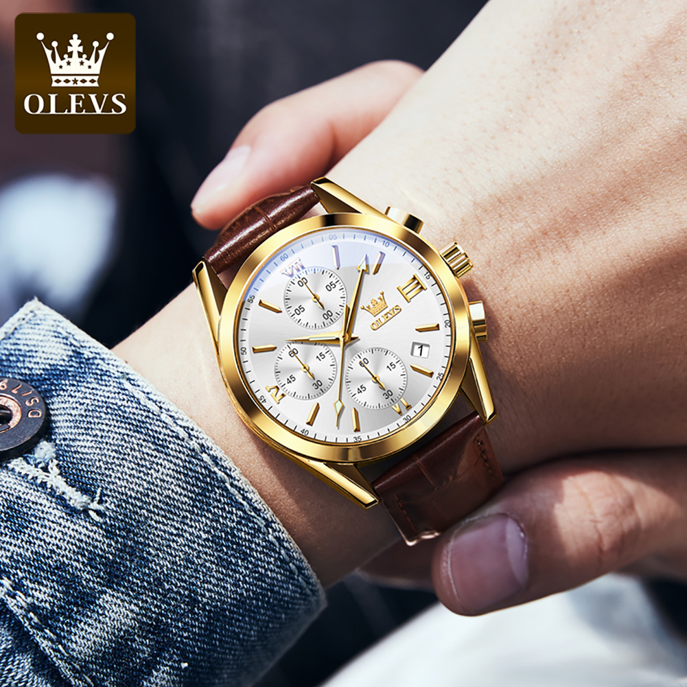 OLEVS 2872 Chronograph Men's W - Leather Watch Band Men avis et prix