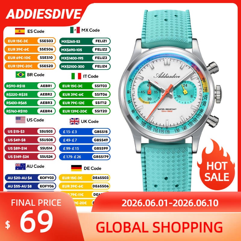 ADDIESDIVE NEW Multifunction C - Rubber Strap Diver avis et prix