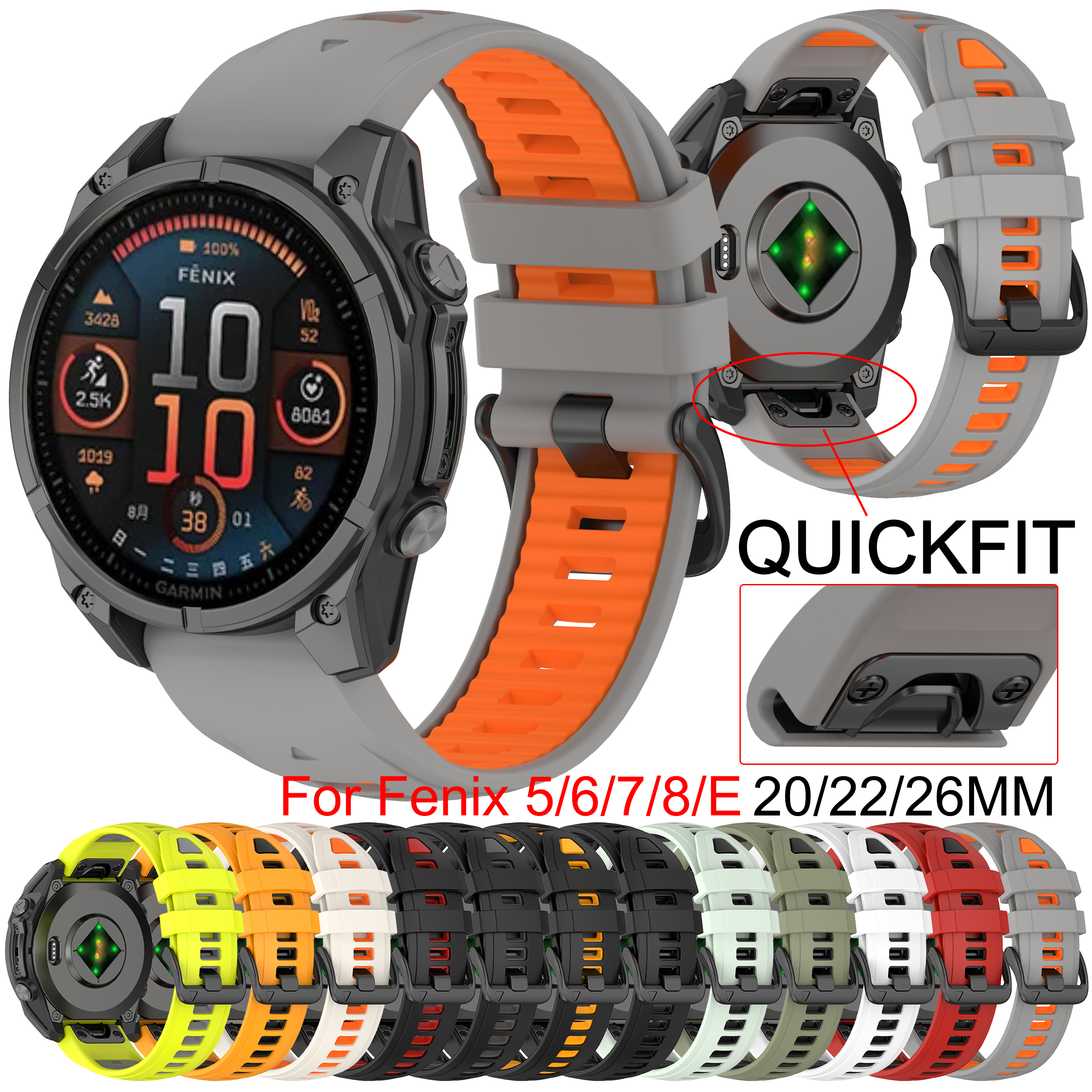 QuickFit 20mm 22mm 26mm Strap  - Silicone Watch Band 22Mm avis et prix