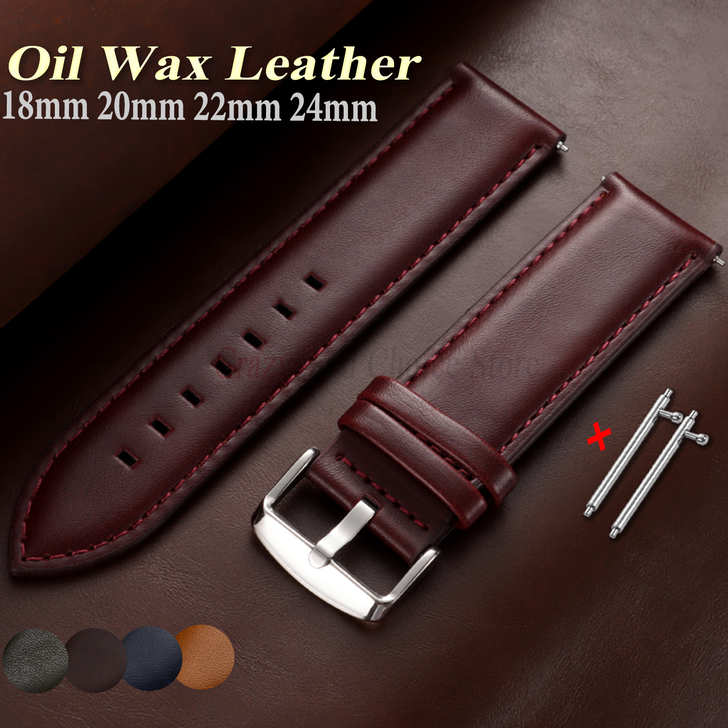 Oil Wax Cowhide Watch Band 18m - Leather Strap Quick Release avis et prix