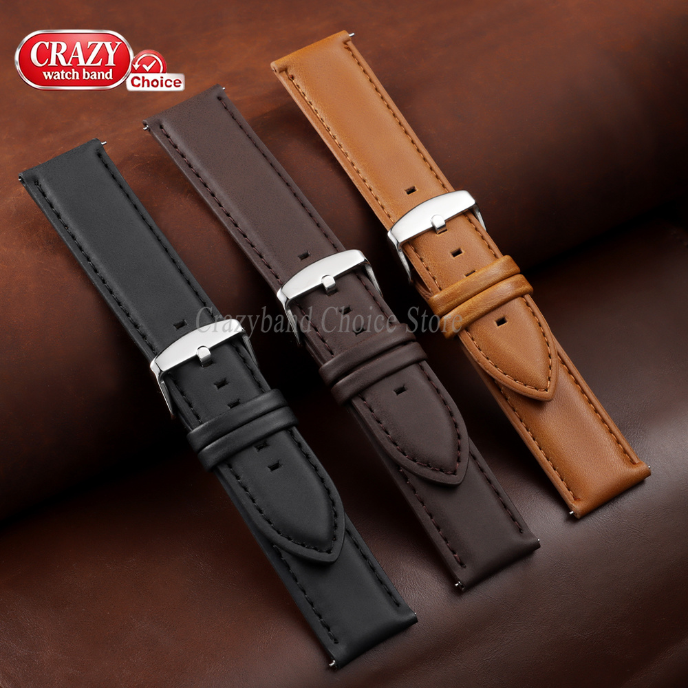 Oil Wax Cowhide Watch Band 18m - Leather Strap Quick Release avis et prix