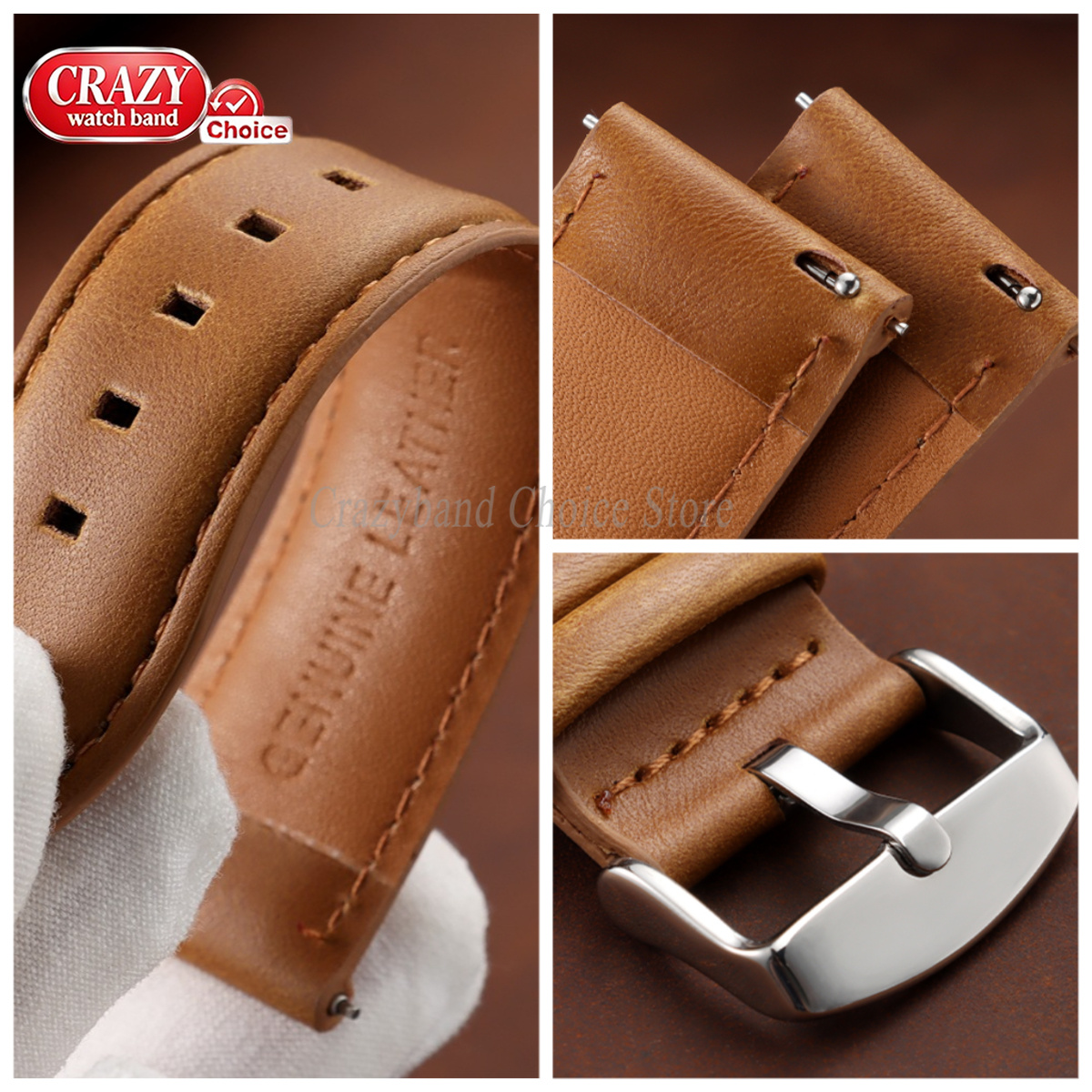 Oil Wax Cowhide Watch Band 18m - Leather Strap Quick Release avis et prix