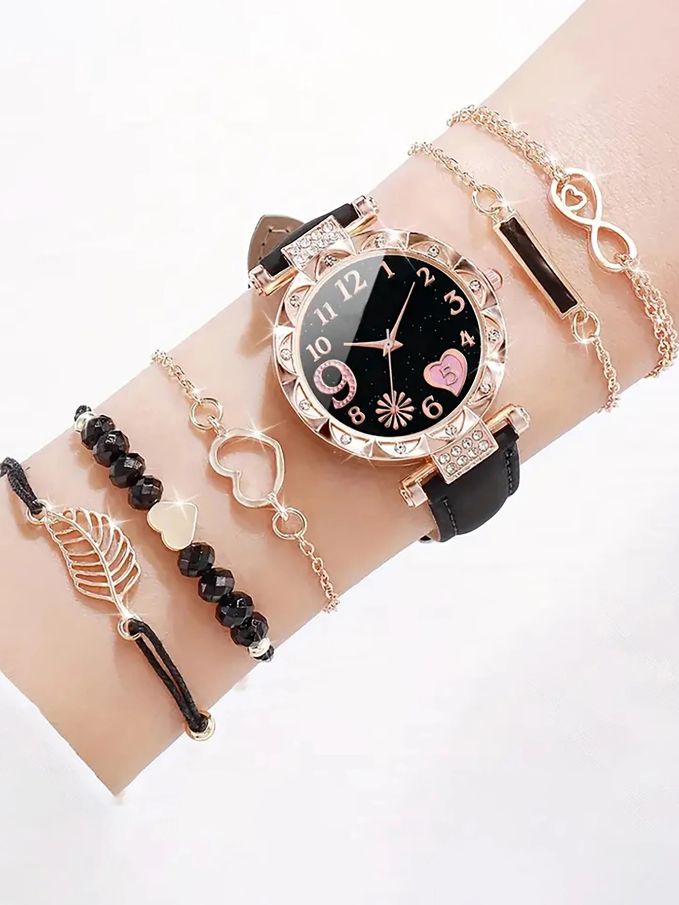 5Pcs Women Pink Suede Strap Wa - Suede Strap Watch avis et prix