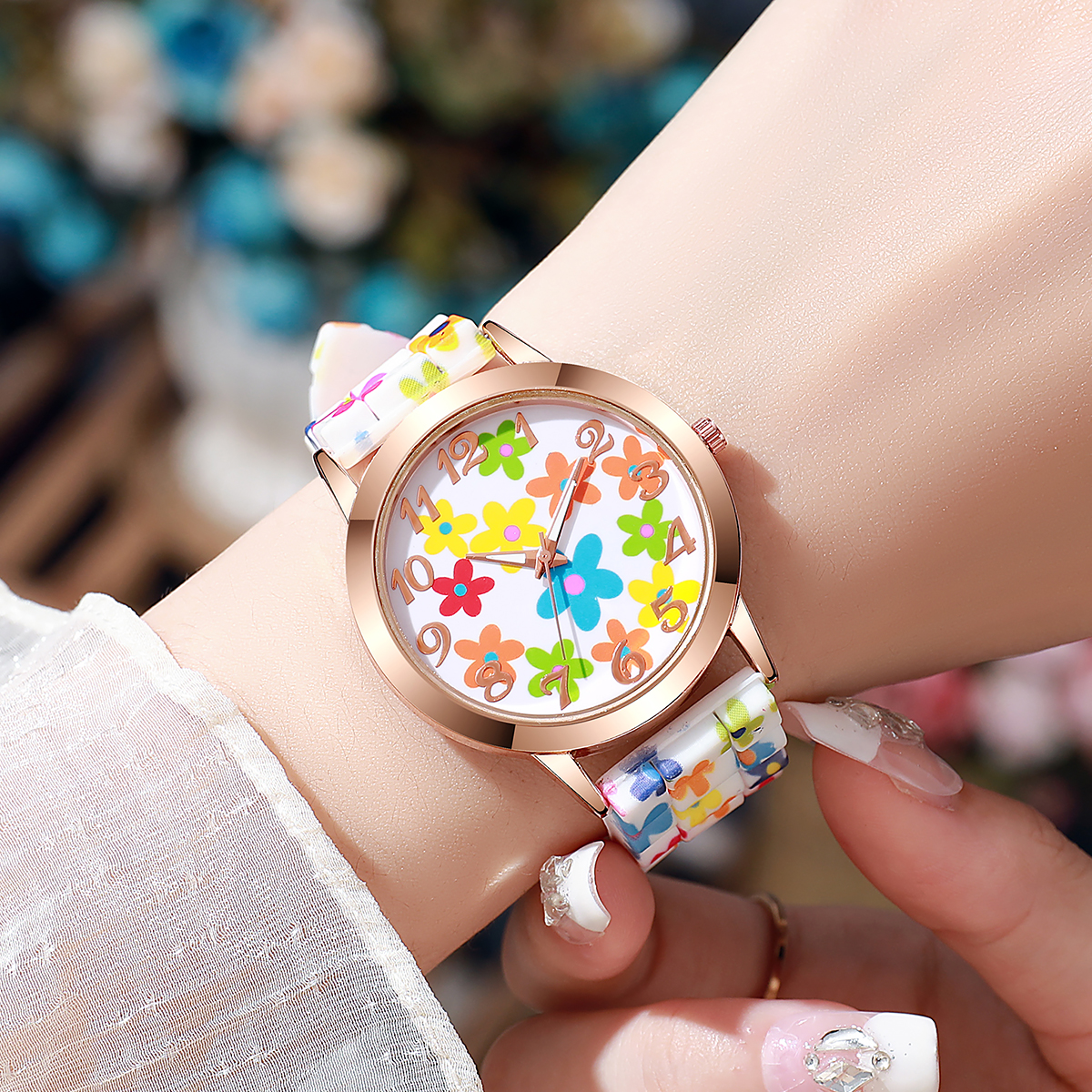 Fashion Flowers Printed Women  - Silicone Band Women avis et prix