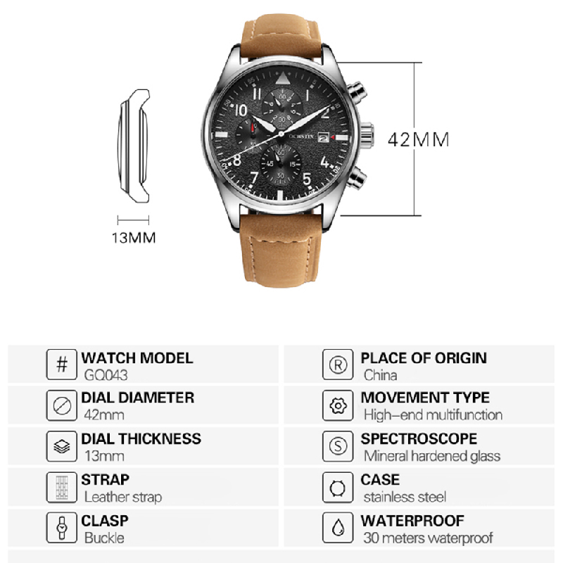 OCHSTIN Original Men Chronogra - Leather Watch Band Men avis et prix
