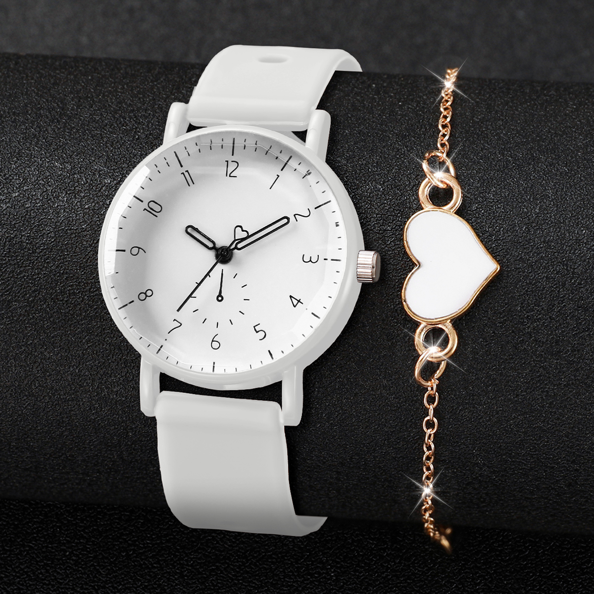 2PCS Simple Arabic Dial Women  - Silicone Band Women avis et prix