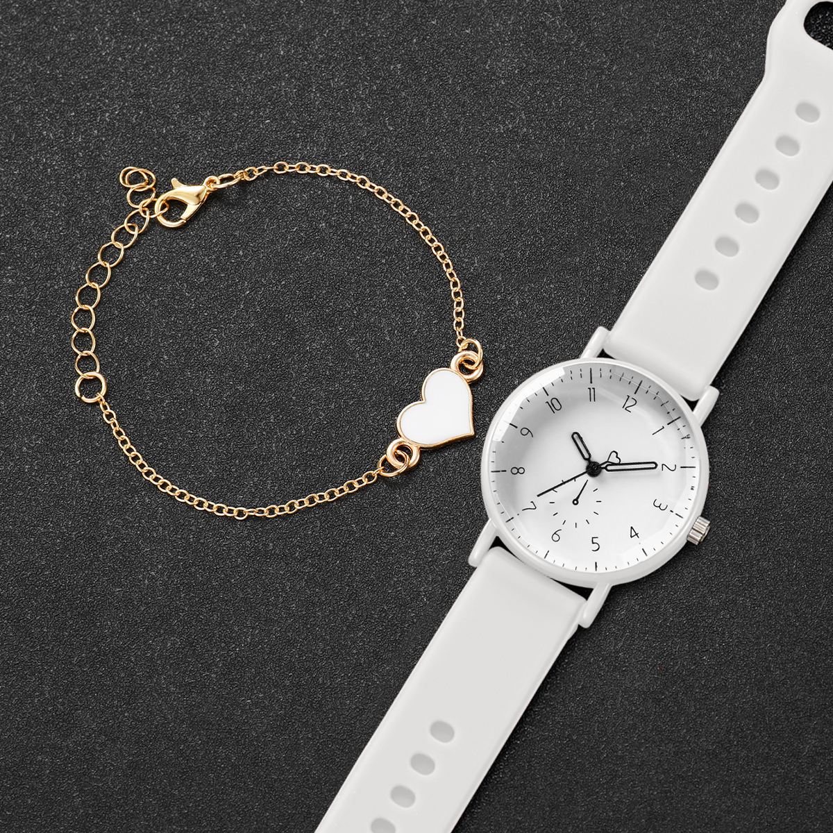 2PCS Simple Arabic Dial Women  - Silicone Band Women avis et prix