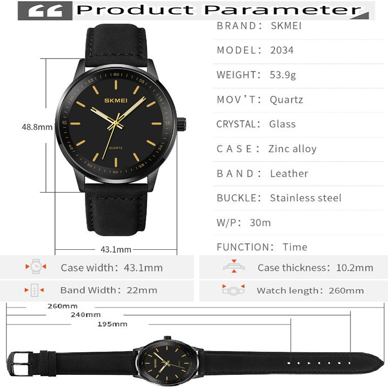 Skmei Original Brand Quartz Wa - Leather Watch Band Men avis et prix