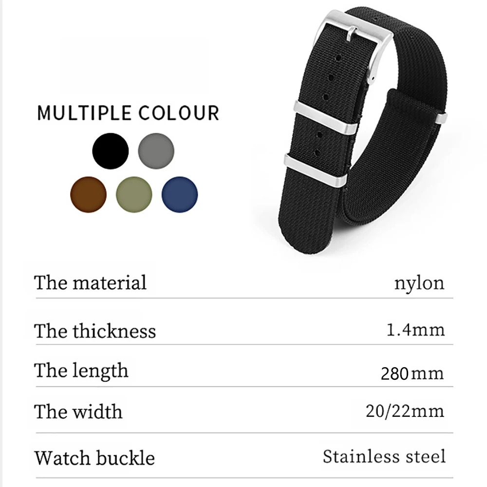 20mm 22mm High Quality Nylon W - Canvas Strap Watch avis et prix